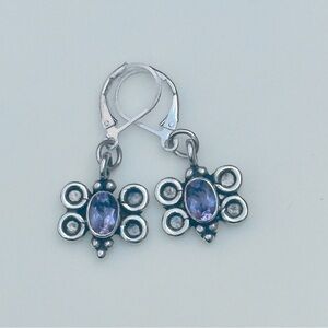 Handmade Amethyst Sterling Silver Butterfly Earrings